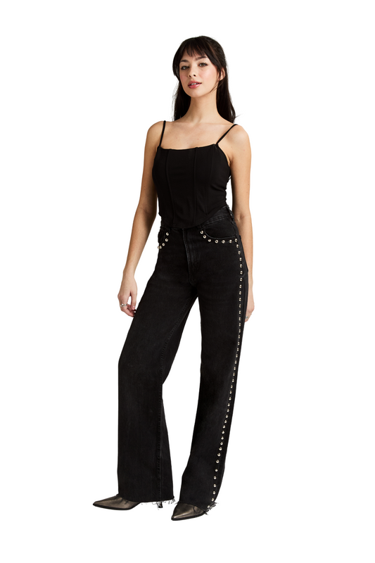 Stud Side Seam Wide Leg