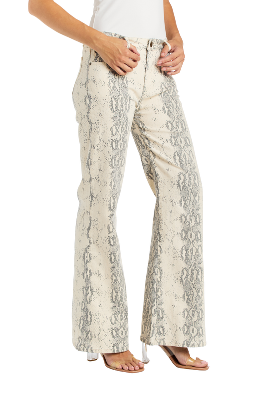 White Snake Print Relax Boot
