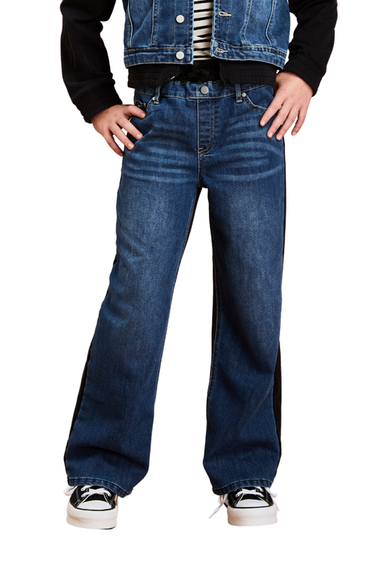 Wide Leg Pull On Denim French Terry