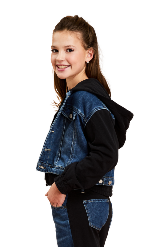French Terry Denim Combo Jacket