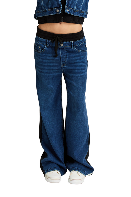 Denim French Terry Combo Wide Leg