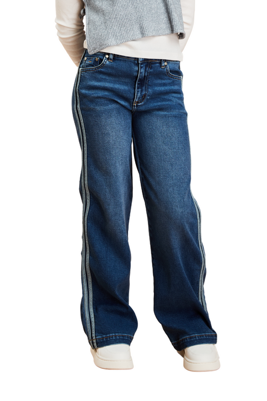 Reverse Double Side Stripe Wide Leg