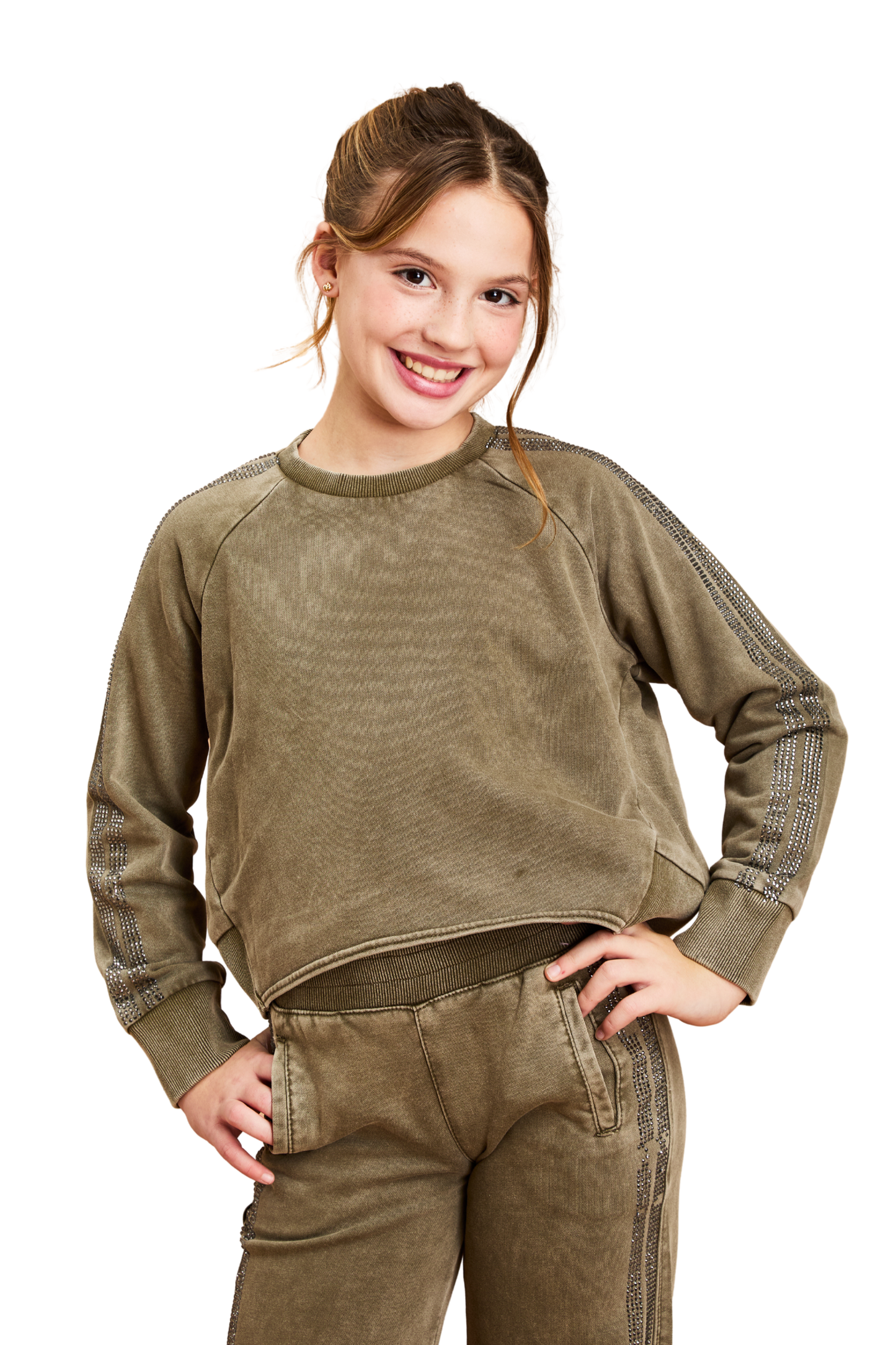 Rhinestone Double Stripe Pull Over Sweater