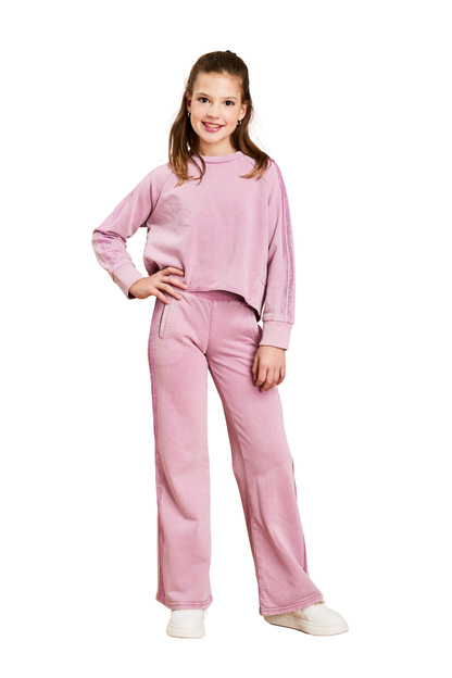 Rhinestone Stripe French Terry Wide