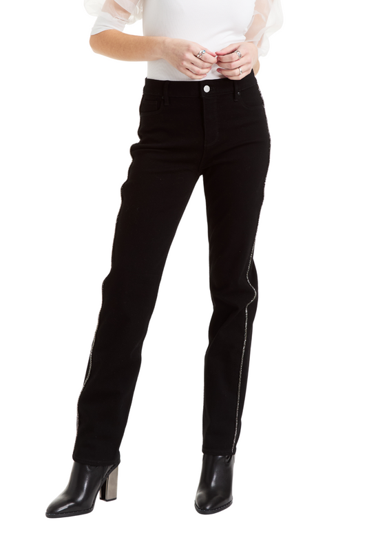 Mid Rise Bling Side Seam Piping Bootcut