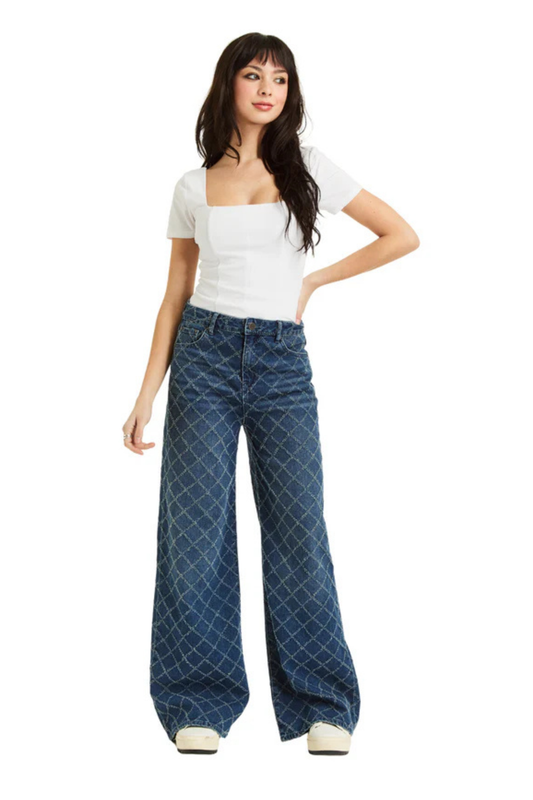 Diamond Needle Punch Wide Leg