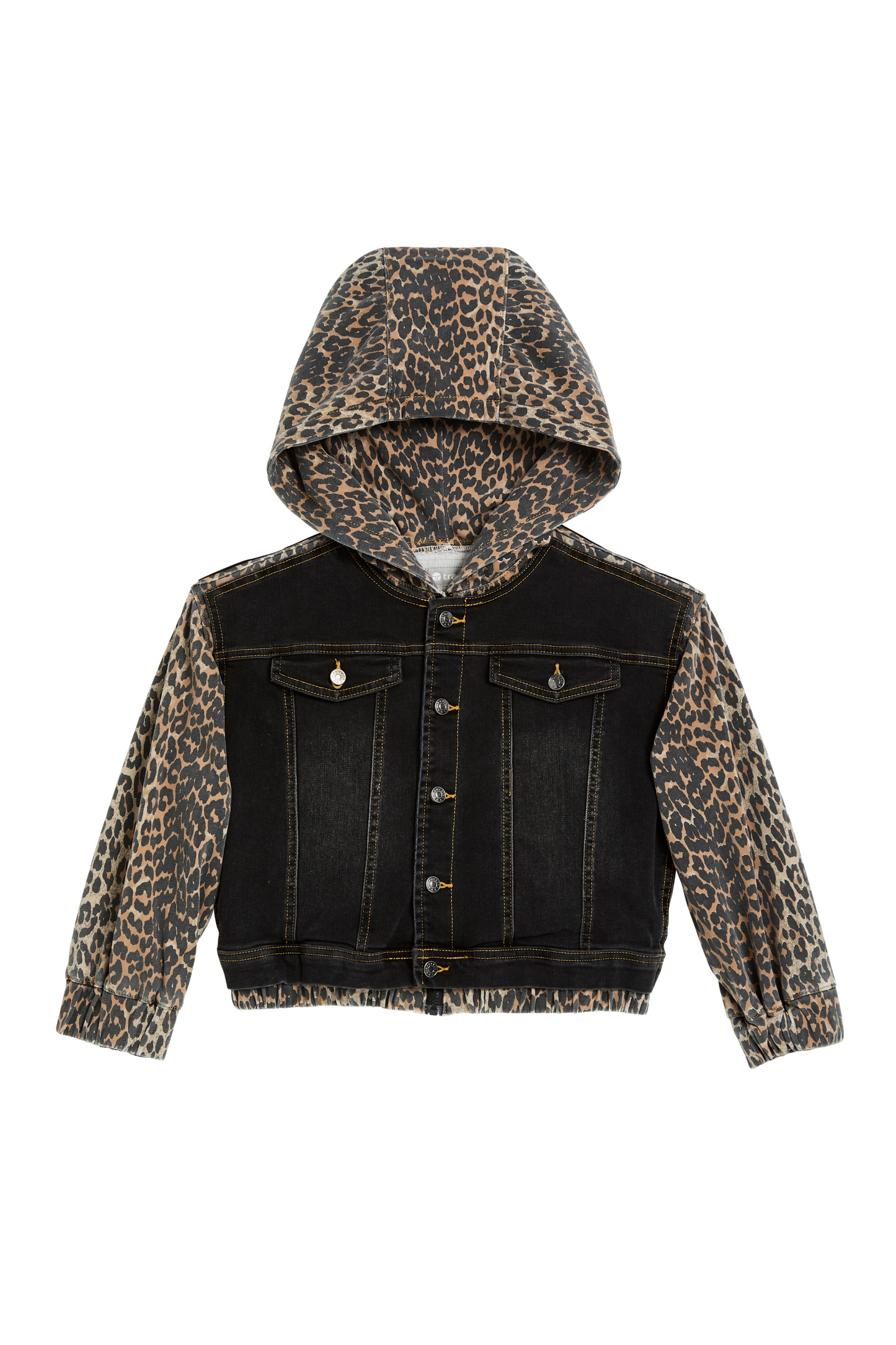 French Terry Leopard Print Combo Jacket
