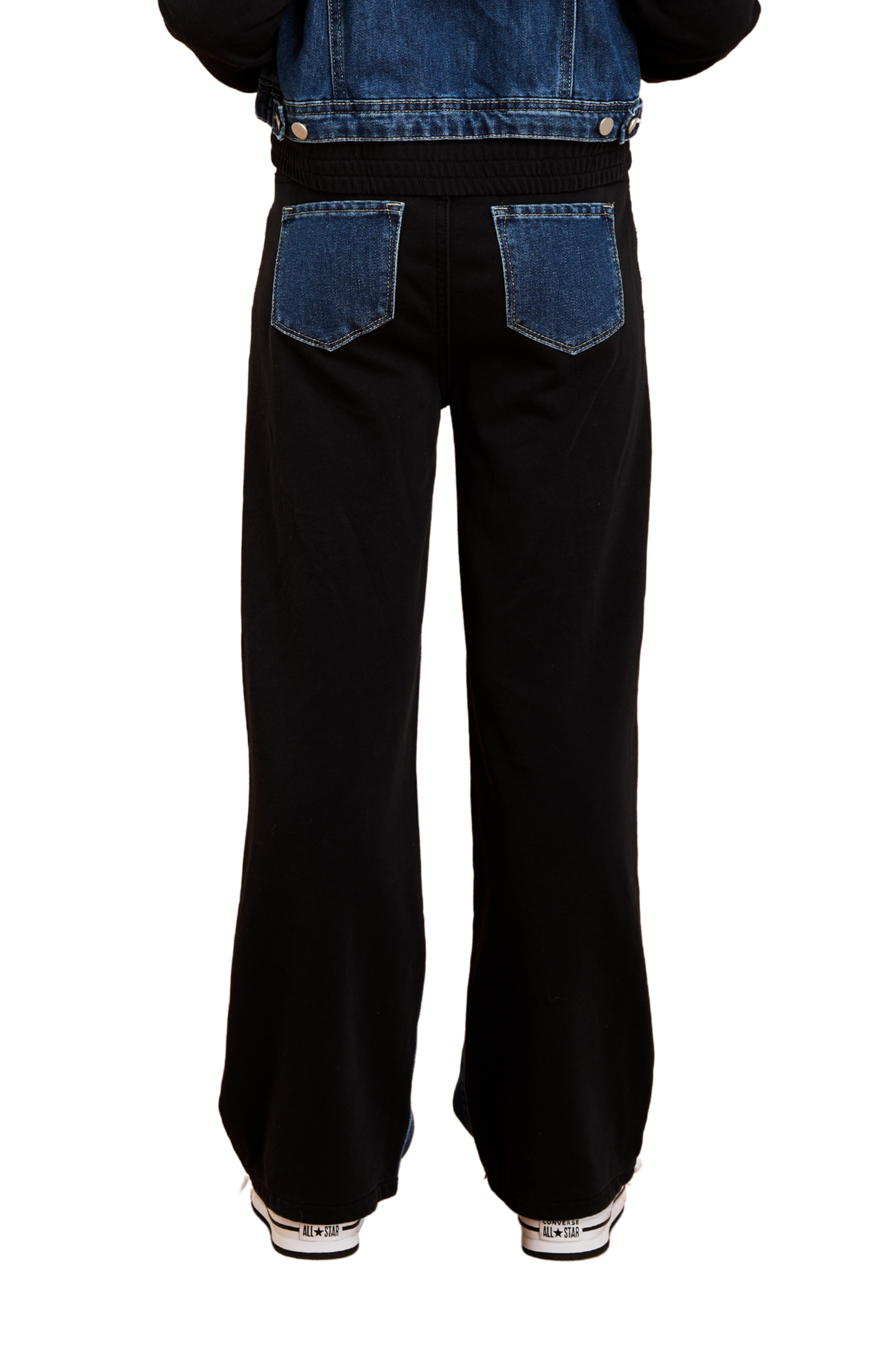 Wide Leg Pull On Denim French Terry