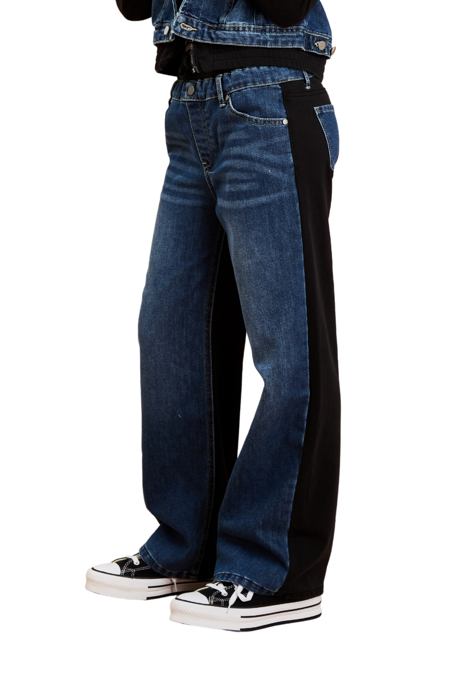 Wide Leg Pull On Denim French Terry