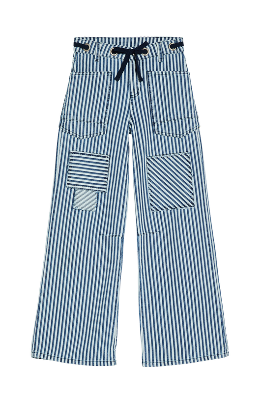 Grommet Waist Patched Wide Leg