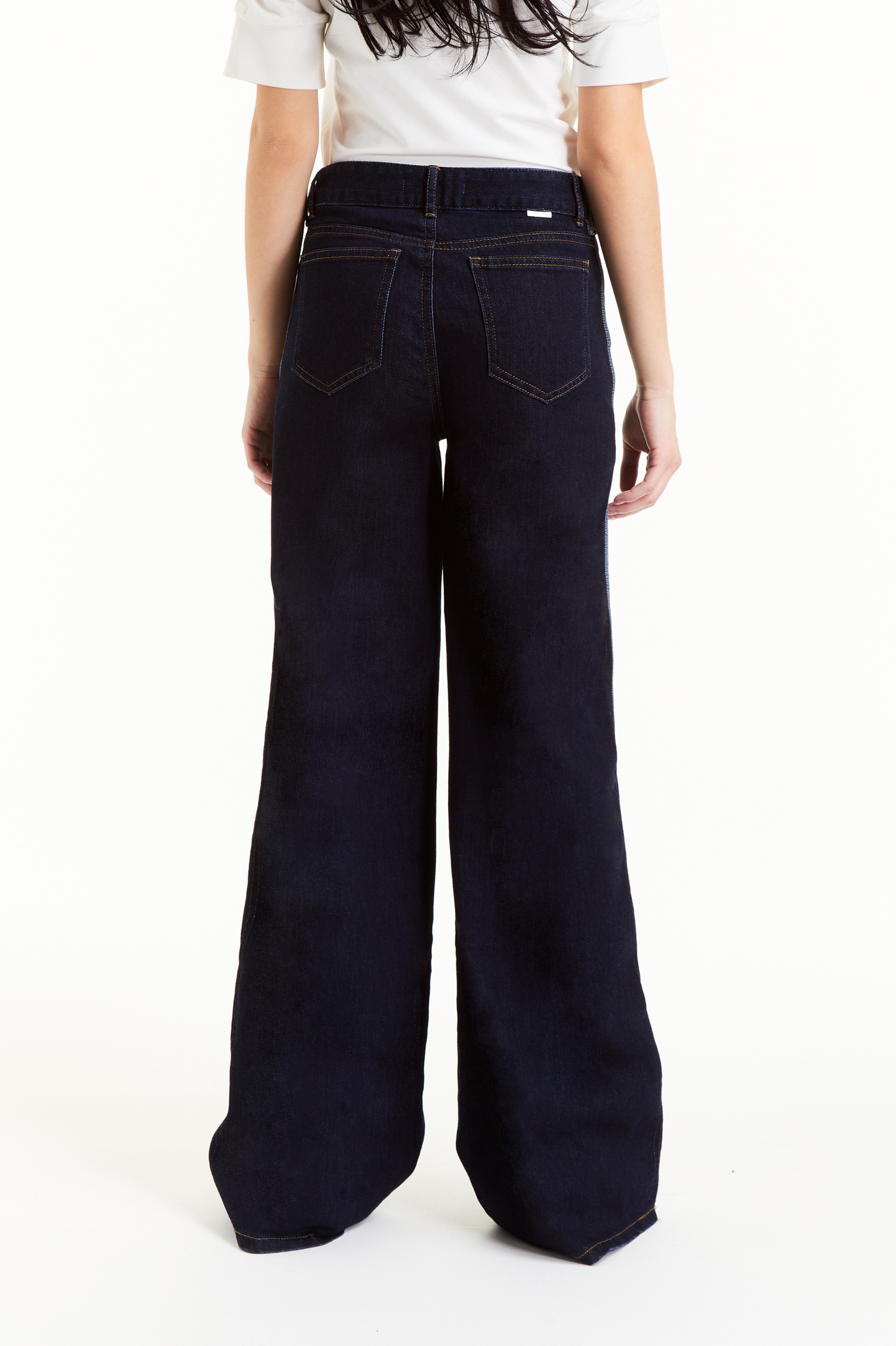 Athletic Denim Stripe Wide Leg