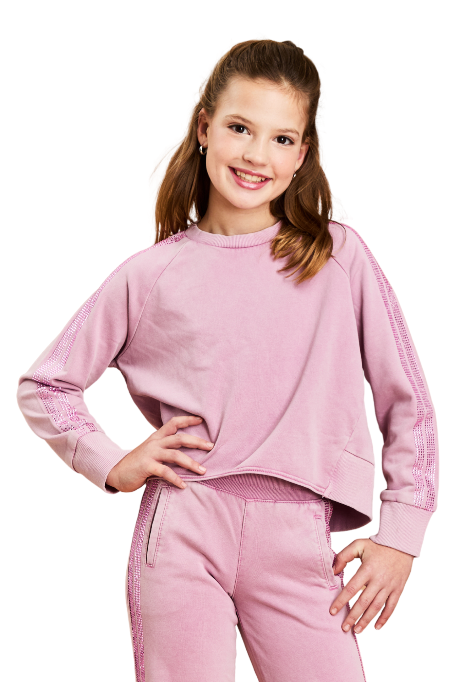 Rhinestone Double Stripe Pull Over Sweater