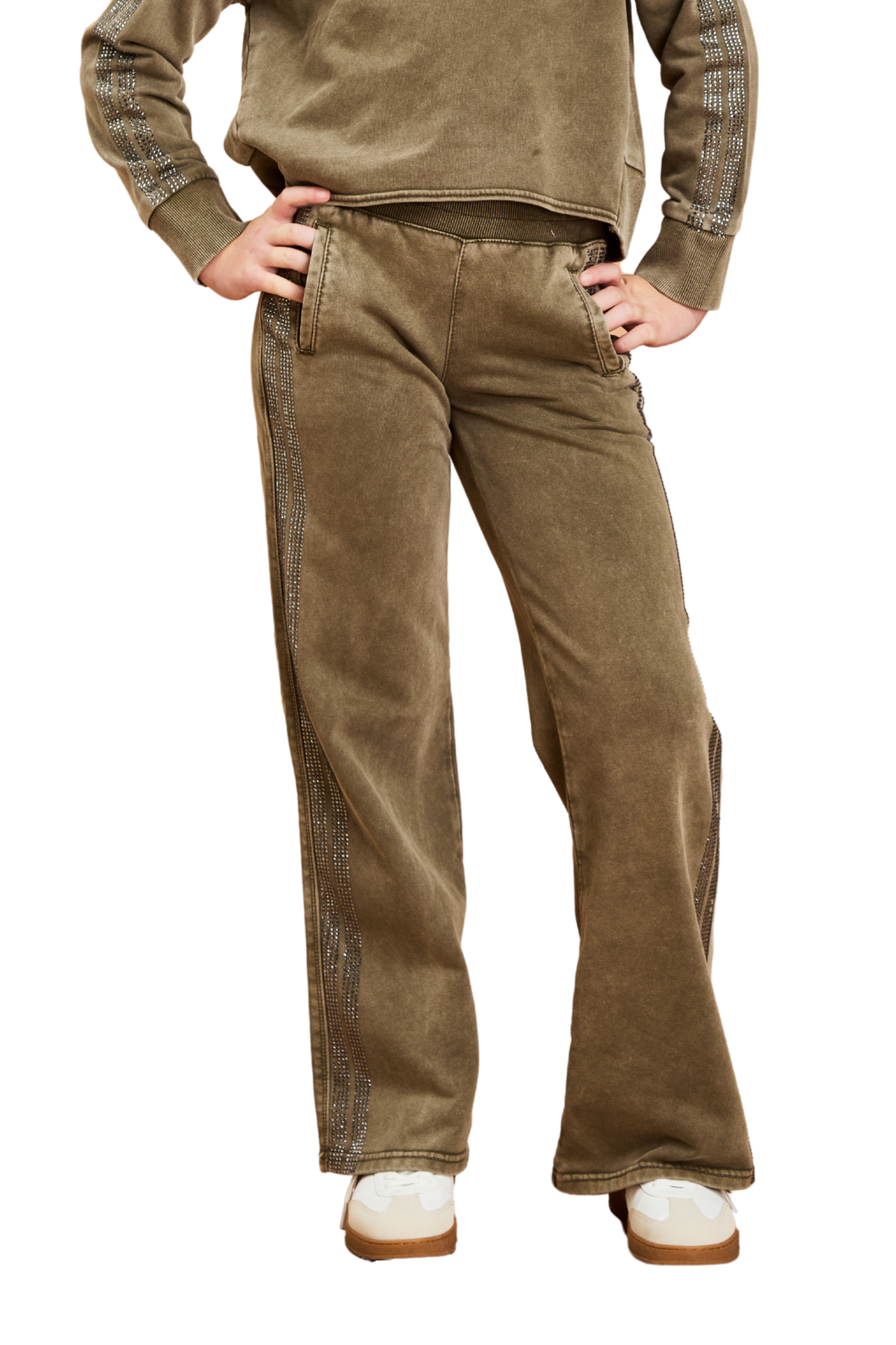 Rhinestone Stripe French Terry Wide