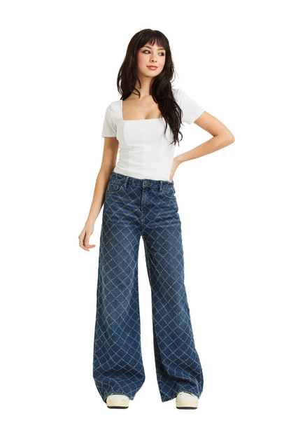 Diamond Needle Punch Wide Leg