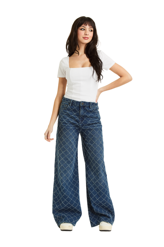 Diamond Needle Punch Wide Leg
