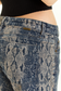 Denim Snake Print Wide Leg Pant