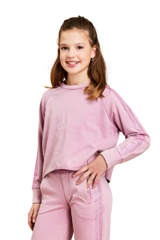 Rhinestone Double Stripe Pull Over Sweater