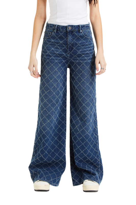 Diamond Needle Punch Wide Leg