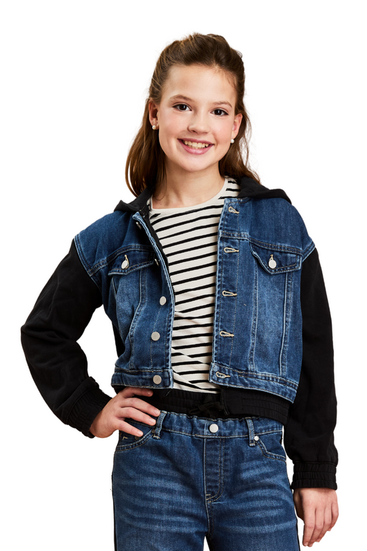 French Terry Denim Combo Jacket