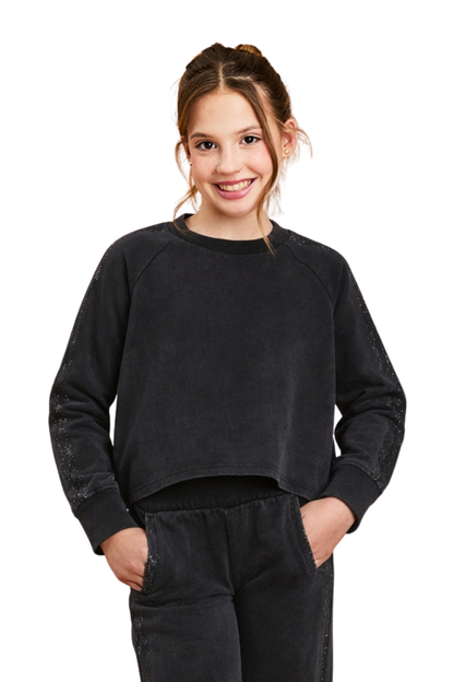 Rhinestone Double Stripe Pull Over Sweater