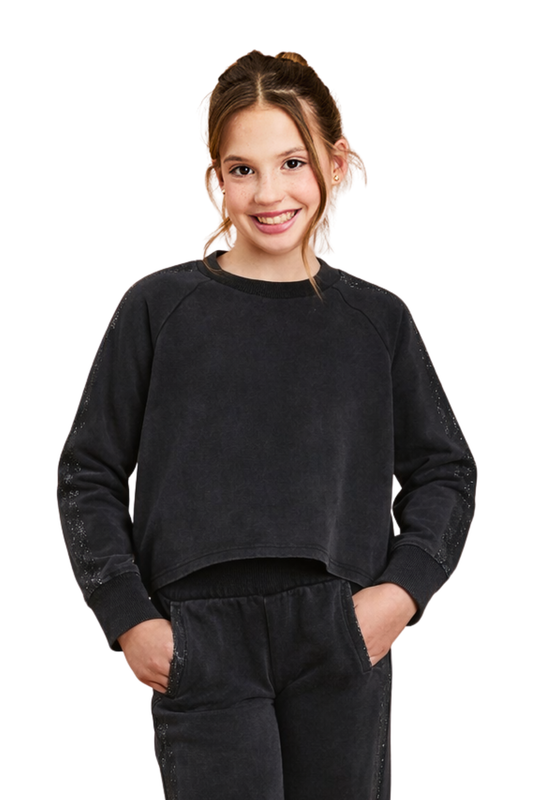 Rhinestone Double Stripe Pull Over Sweater