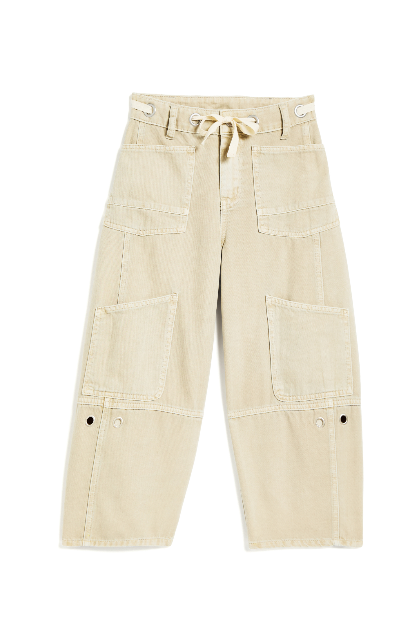 Grommet Waist Patch Barrel Pants