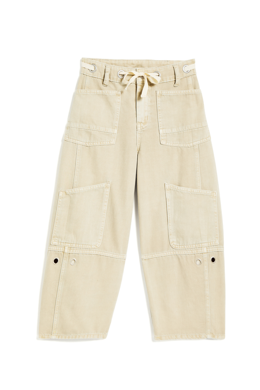 Grommet Waist Patch Barrel Pants