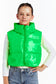 Cropped Puffer Vest W Pull Tab