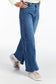 High Rise Flat Front Wide Leg Ankle Crop W Raw Hem