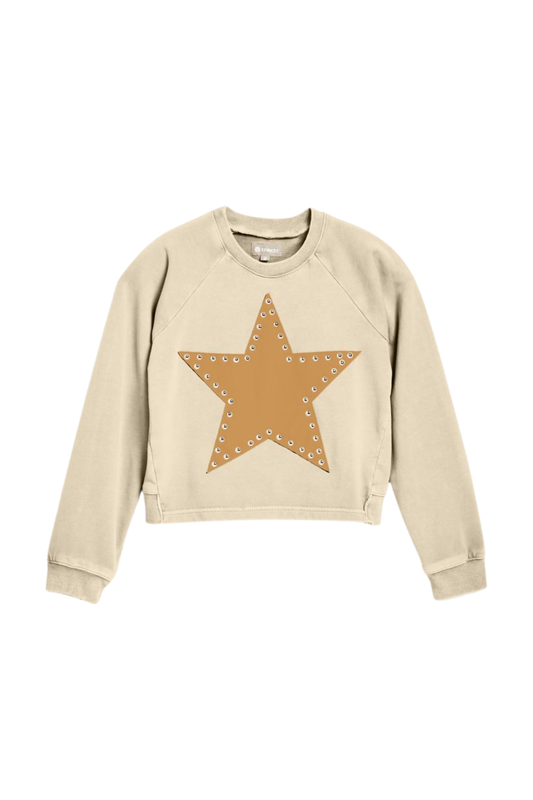 Suede Star Patch Long Sleeve Crew