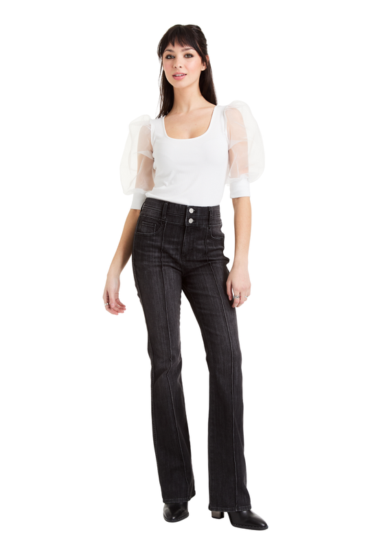 Double Waisted Pintuck Flare