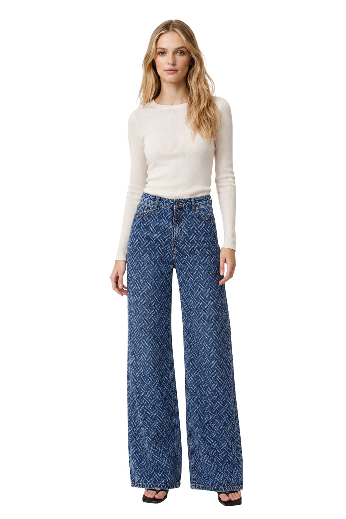Herringbone Needle Punch Wide Leg