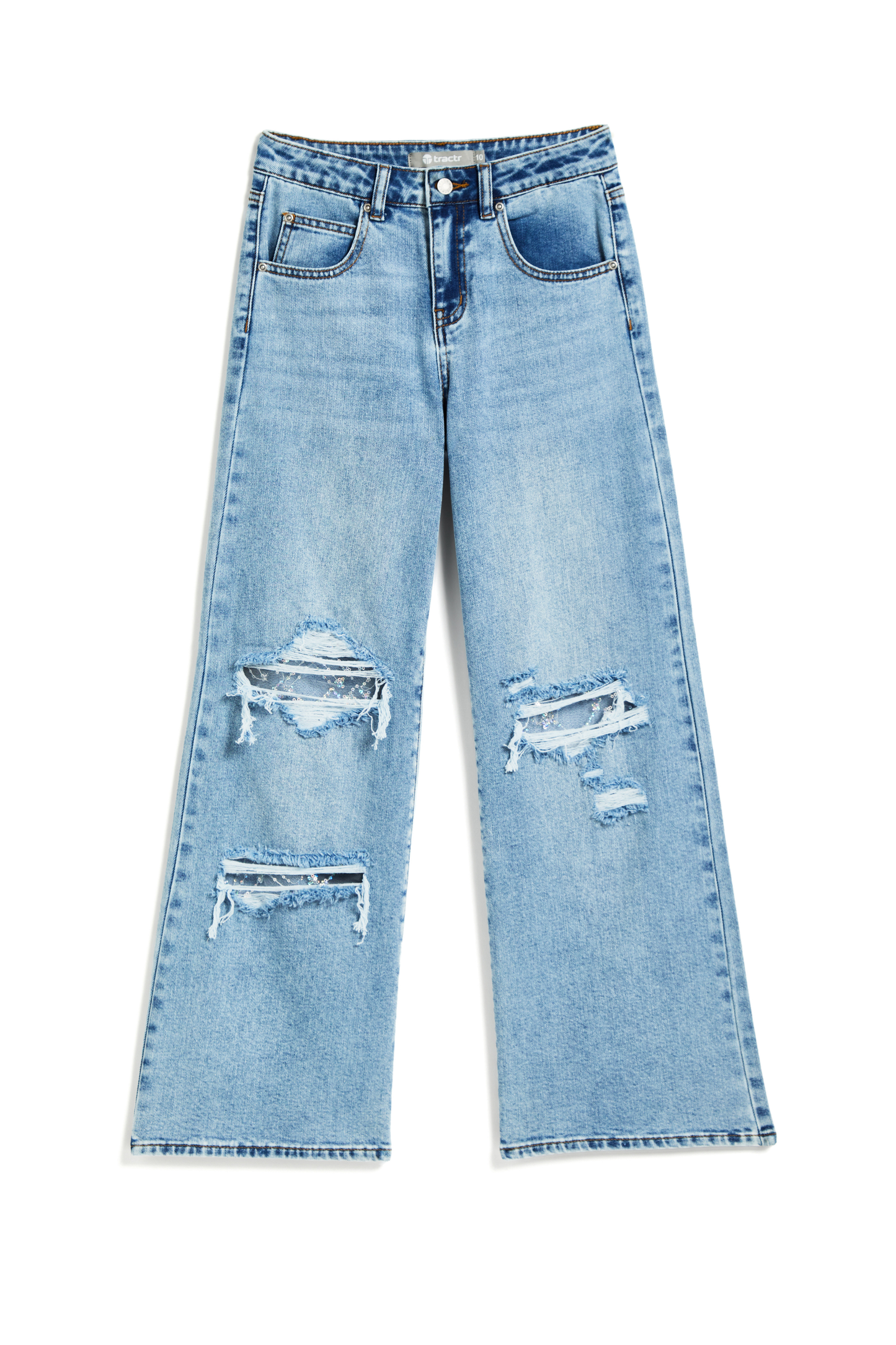Sequin Net Distressed Pant