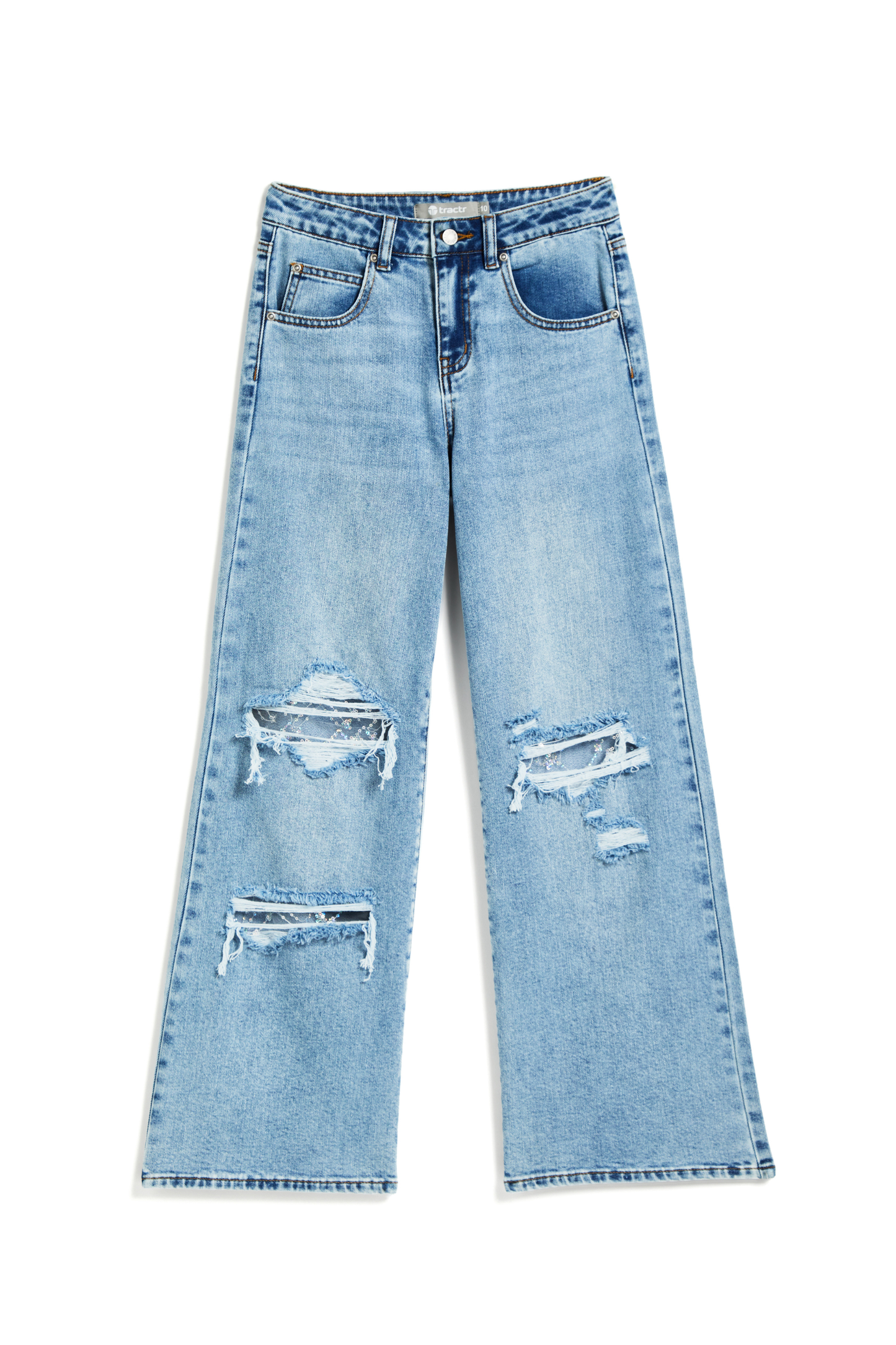 Sequin Net Distressed Pant