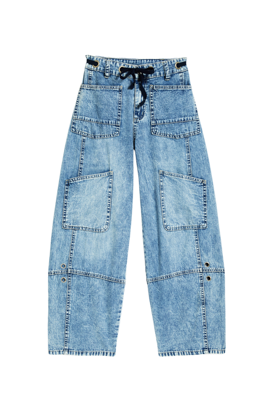 Grommet Waist Patch Wide Leg