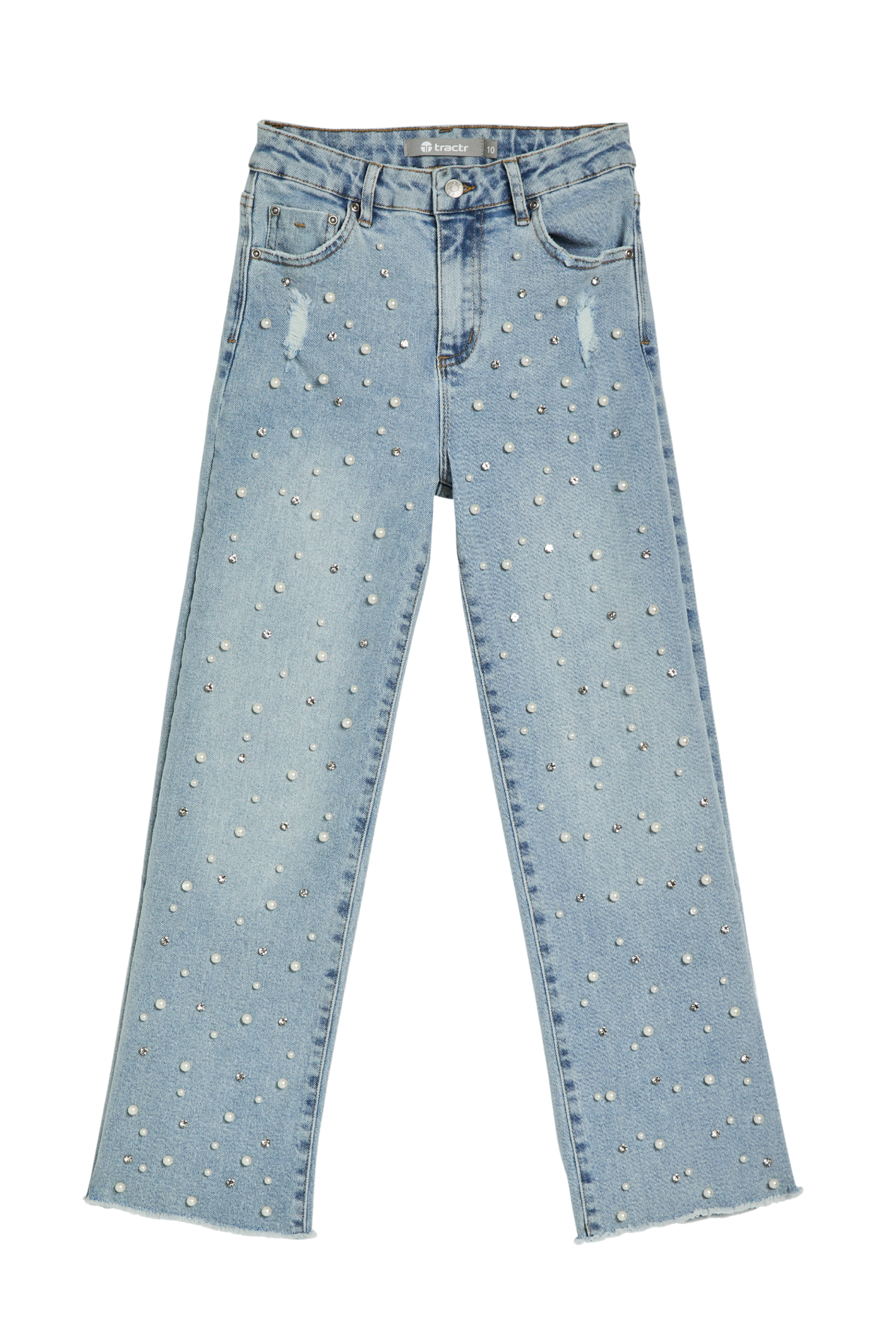 Rhinestone And Pearl Straight Leg