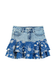 Double Ruffle Embossed Floral Mini Skirt