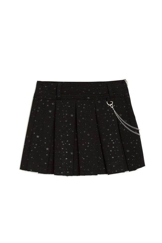 Coated Star Printed Ponte Pleated Skort